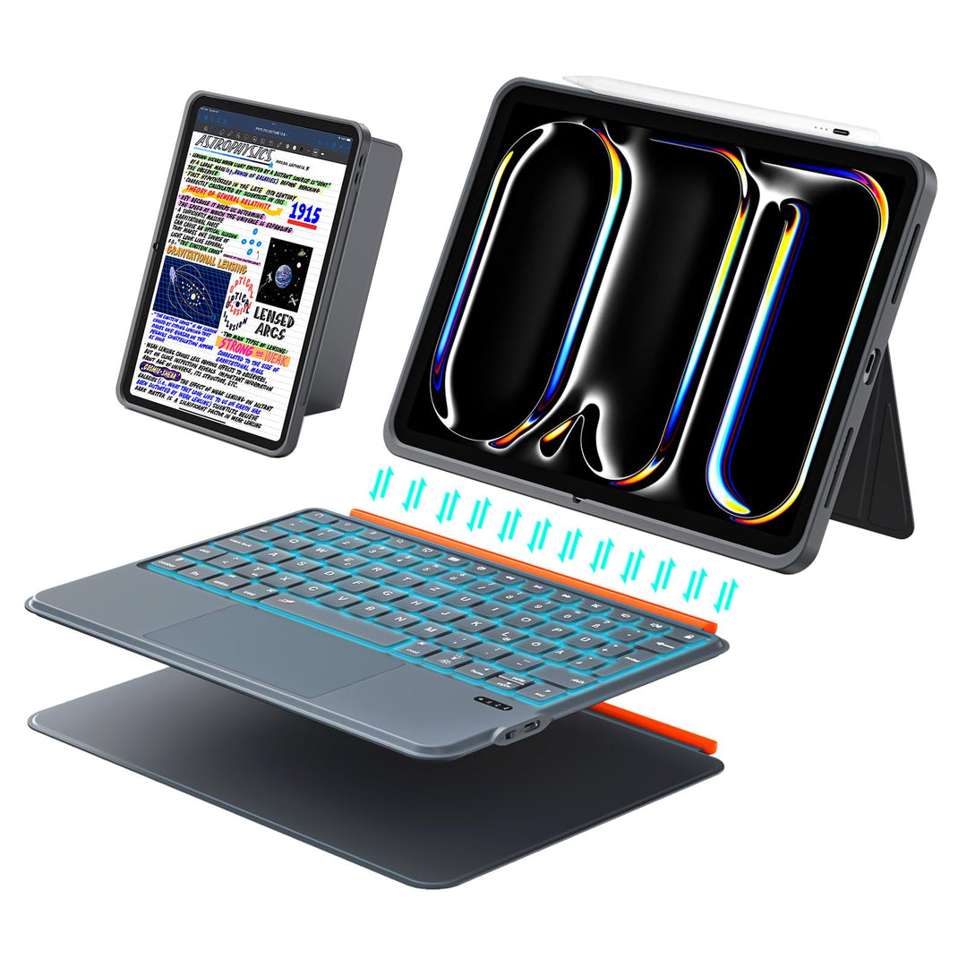Tastatur Hülle für iPad Pro 11 Zoll (M5/M4 2025/2024), Magnetisch Abnehmbares Keyboard, Grosses Trac