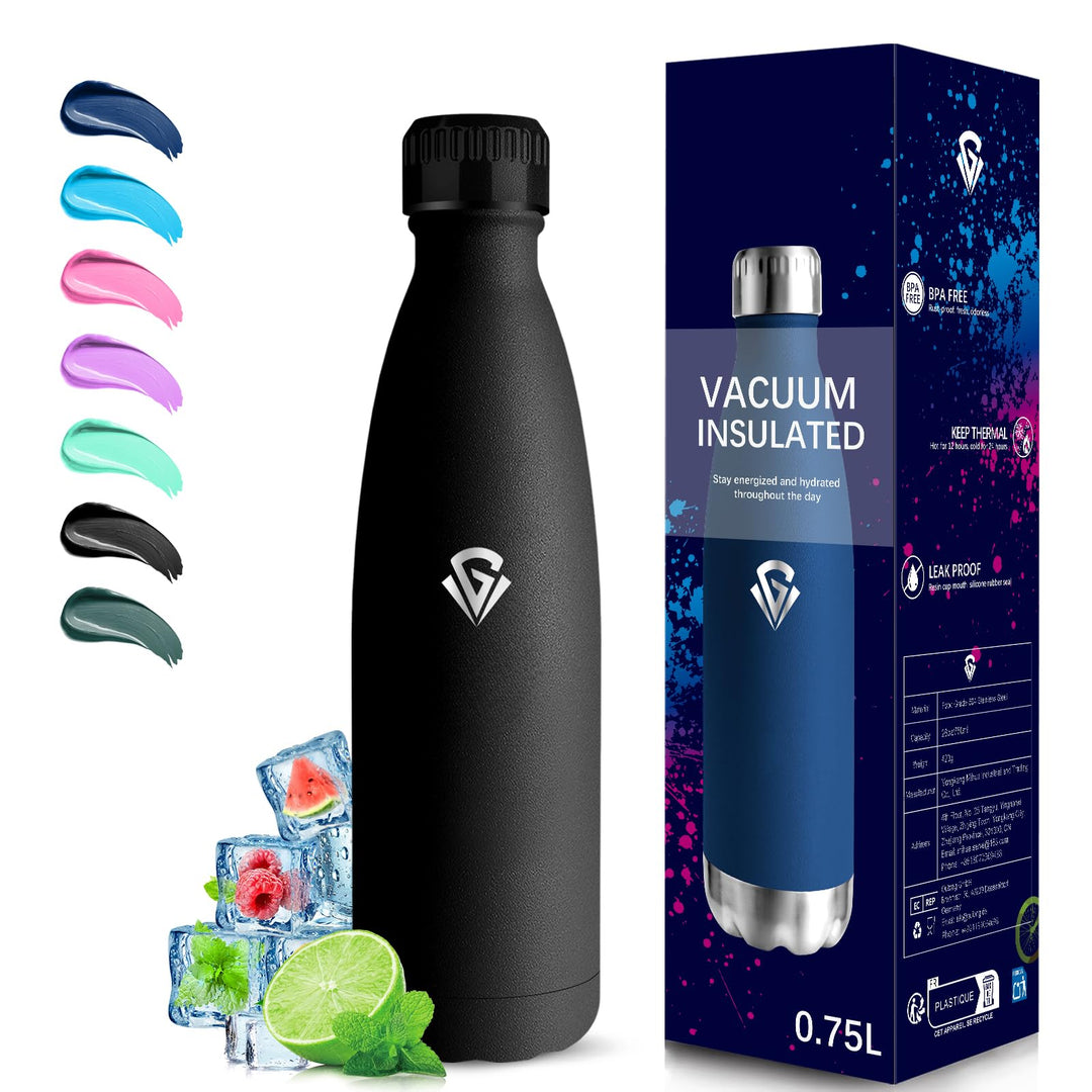 Grsta Thermosflasche- 750ml- Trinkflasche Edelstahl, Wasserflasche Auslaufsicher, 24h Kalt & 12h War