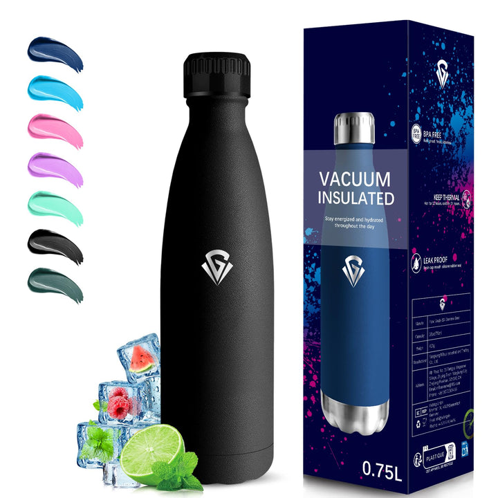 Grsta Thermosflasche- 750ml- Trinkflasche Edelstahl, Wasserflasche Auslaufsicher, 24h Kalt & 12h War