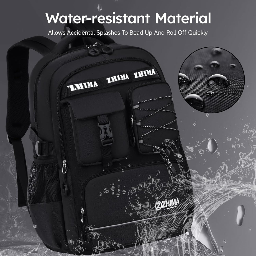 Schulrucksack Jungen Teenager, Rucksack Schule Gymnasium Oberstufe Schulranzen mit Reflektoren für 1