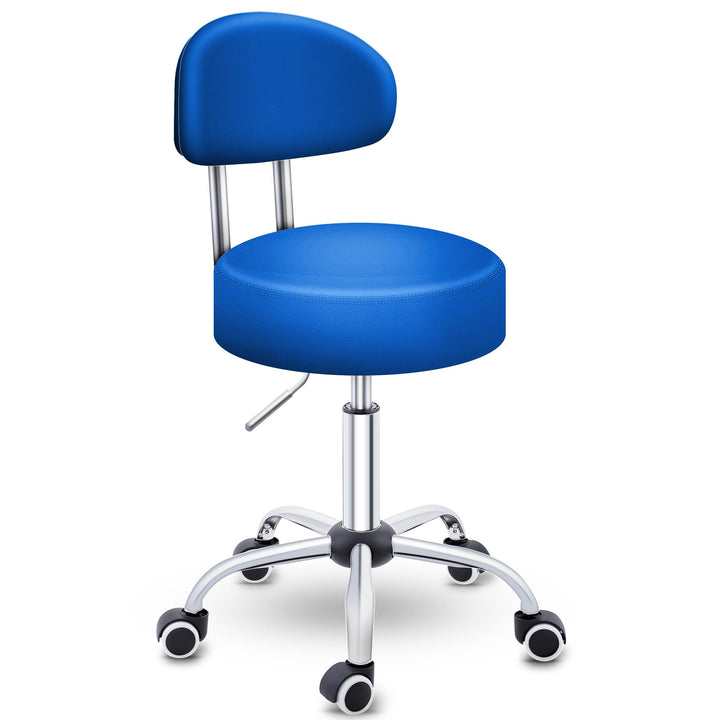 TRESKO® Rollhocker mit Lehne höhenverstellbar 10cm Dicke Polsterung Drehbar | Hocker 46-58cm | Arbei