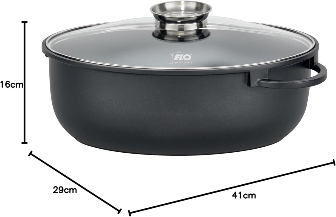 ELO Alucast ovaler Bräter 38cm matt, kratzfeste ELODUR® Select Antihaftversiegelung, Induktionsboden