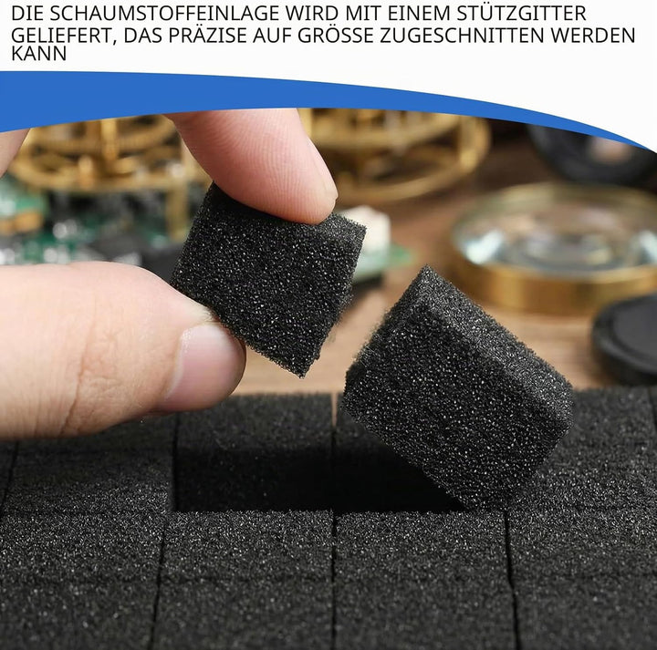 Rasterschaumstoff 400x300x25mm | 2er-Pack 50D Hochdichter Würfelschaum für Werkzeugkoffer &amp; Kamerako