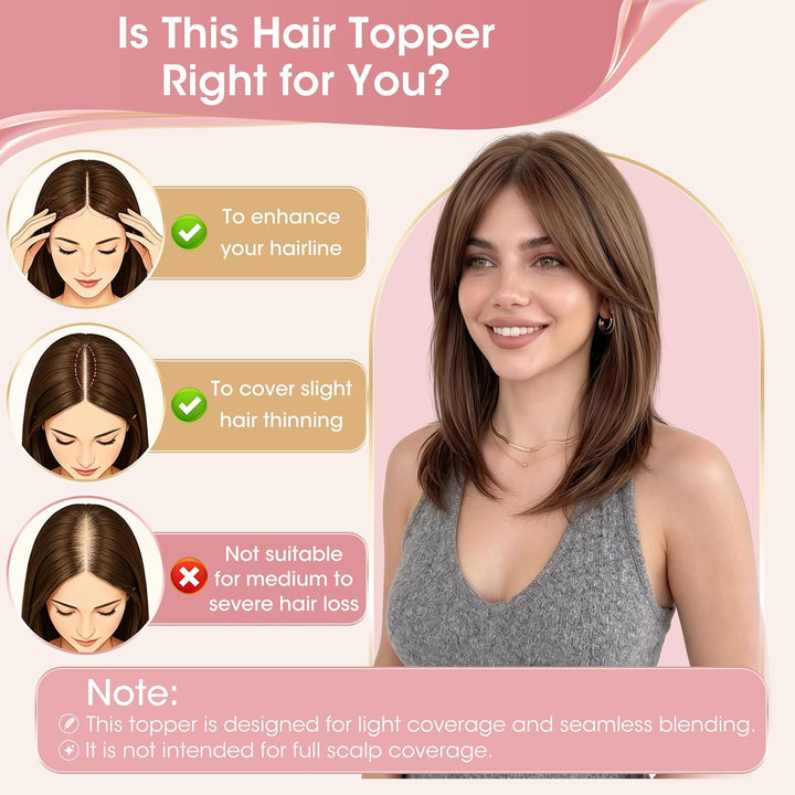 Silk-co Hair Topper Echthaar, 8x11.5cm handgebunden Basis Toupet Damen, Clip in Haarteile mit Spitze