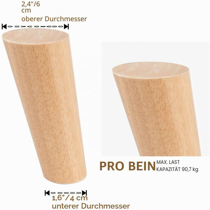 40cm Holz Möbelfüsse, Btowin 4 Stück Massivholz Tischbeine Möbelbeine DIY Ersatz mit Montageplatten
