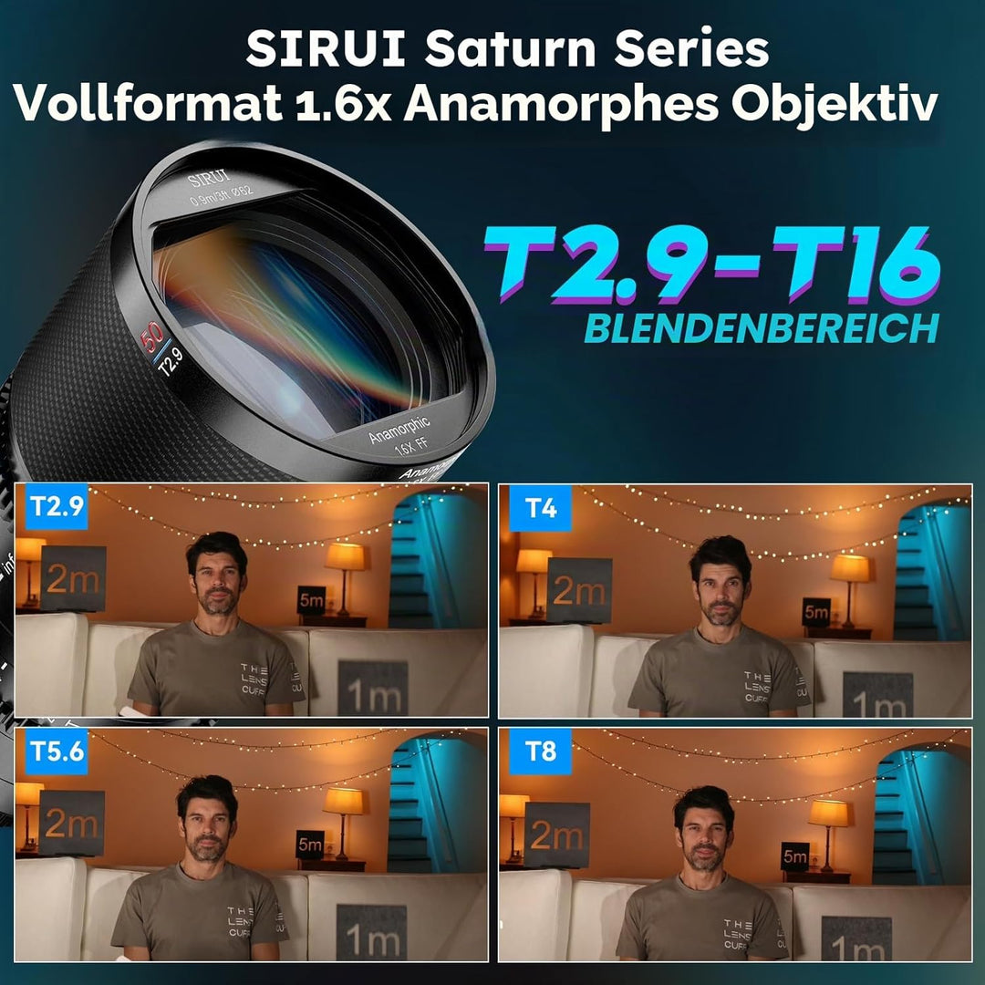 SIRUI Saturn 50mm T2.9 1.6X Kohlefaser Vollformat Anamorphotisches Prime Objektiv Lens Modell Leicht