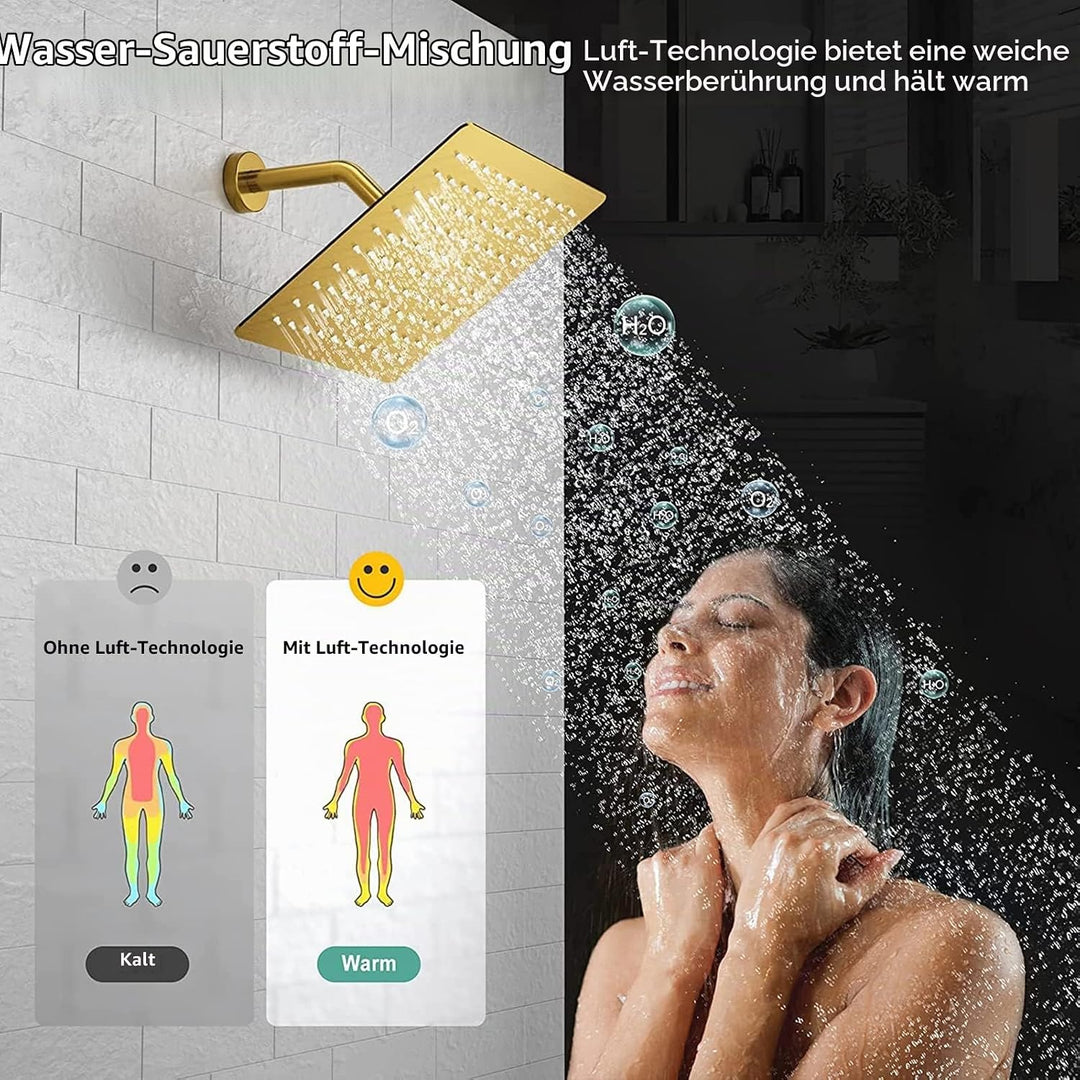Ohotecy 12 Zoll(30cm) Regendusche Duschkopf Edelstahl AISI304 Regenbrause Anti-Kalk-Düsen Duschkopf