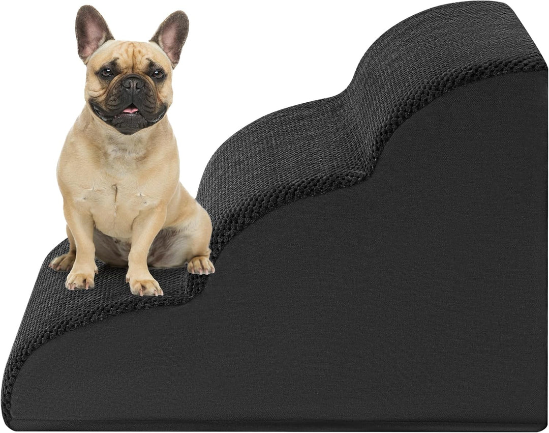 ROMROL Hundetreppe 3 Stufen – rutschfeste Haustiertreppe für kleine Hunde &amp; Katzen – Waschbarer Bezu