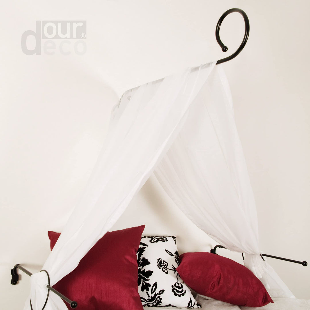 Himmelbett-Set, Baldachin, Betthimmel, Himmelstange in weiss, Weiss