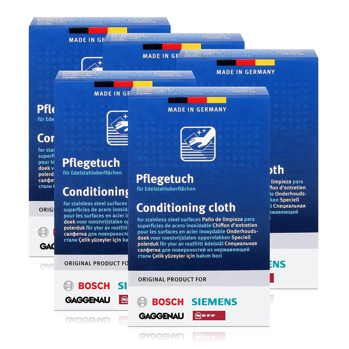 BSH Edelstahlpflegetücher für Bosch, Siemens, Gaggenau, Neff (5er Pack)