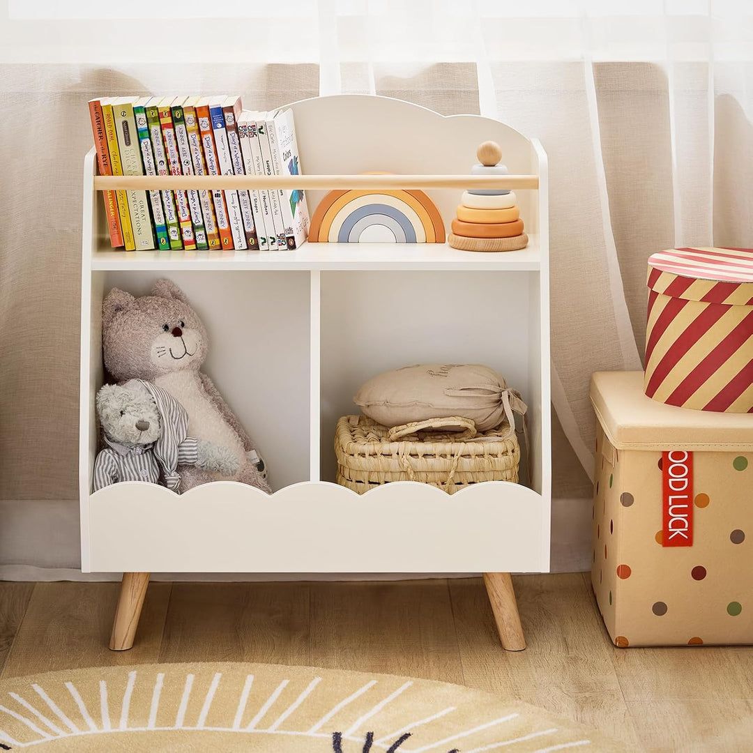SoBuy Kinderregal mit 3 Fächern Bücherregal Aufbewahrungsregal für Kinder Montessori Regal weiss BHT
