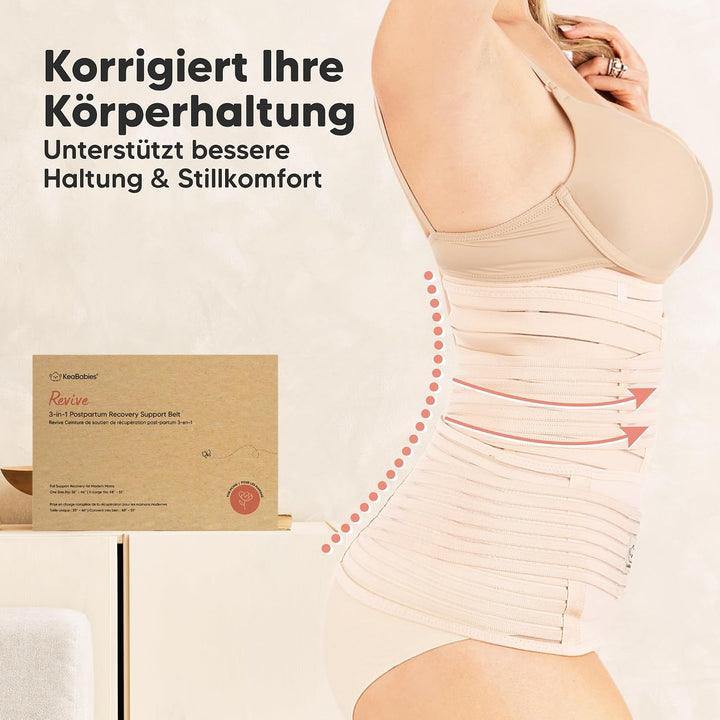 KeaBabies Revive 3 in 1 Postpartum Gürtel für Damen - Bauchgurt nach Geburt Kaiserschnitt, Rückbildu