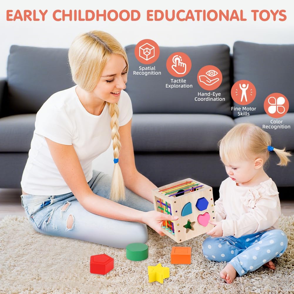 Ainiv Formsortierwürfel, Sortierspiel Montessori Steckwürfel, Baby Sensorische Spielzeug, Motorische