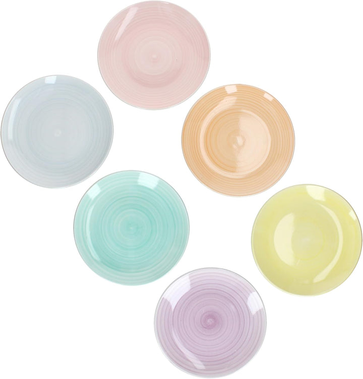 MamboCat Pastello 6er Set Kuchenteller I Bunte Steingut-Frühstücksteller mit Pastell-Farben für 6 Pe