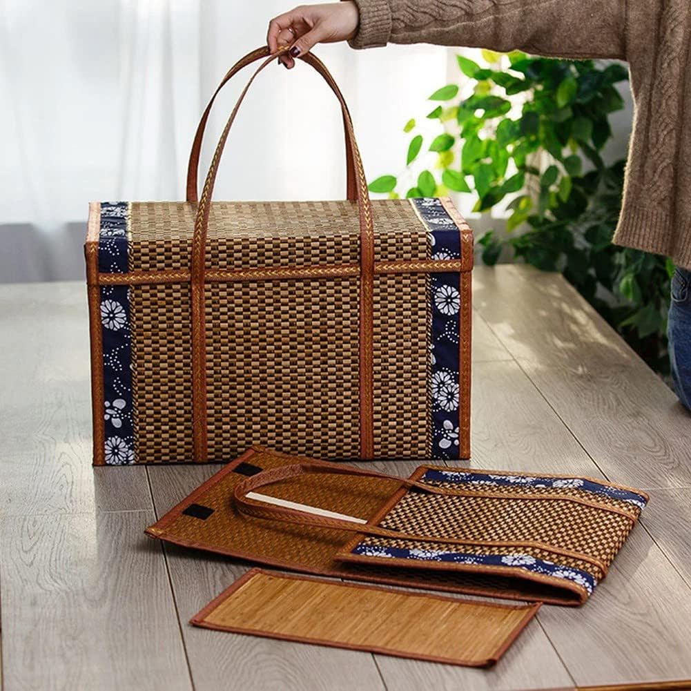 Picknickkorb, gewebt, aus , Aufbewahrungstasche, , Rattan, Gras, faltbar, Bambuskorb