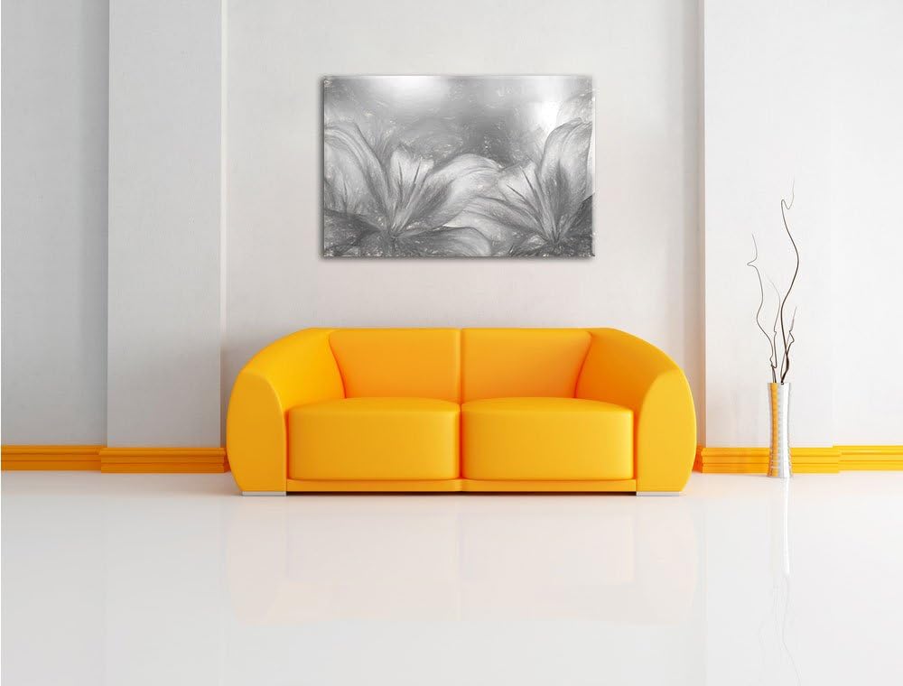 Pixxprint türkise Lilien Kunst als Leinwandbild/Grösse: 100x70 cm/Wandbild/Kunstdruck/fertig bespann