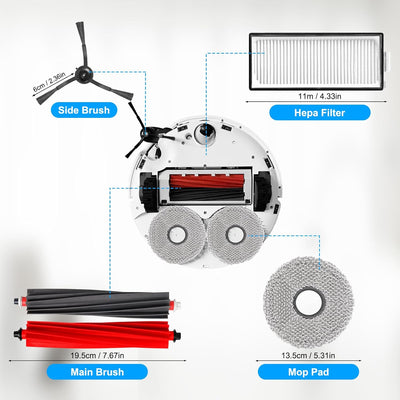 Fixbetter Zubehörset für Roborock Qrevo Master/Qrevo Slim Roboterstaubsauger, 2 Hauptbürsten, 2 HEPA