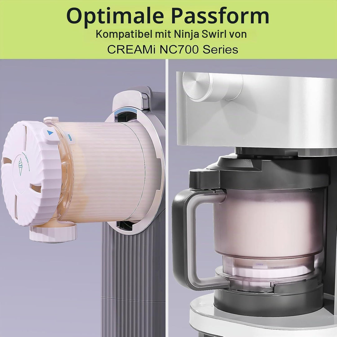2 Stück für Ninja Swirl Creami Behälter 480 ml Eisbehälter - Kompatibel mit Ninja Creami NC701 &amp; NC7