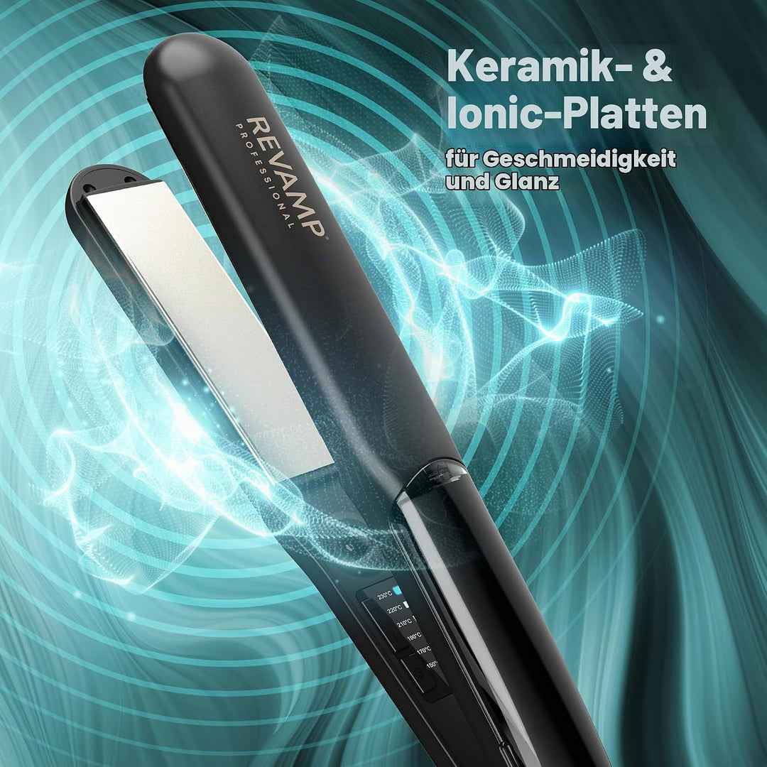 Revamp Progloss Steam Dampfglätteisen, Haarglätter mit Dampffunktion, ultraschnelles Hitzestyling mi