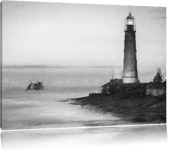 Pixxprint Leuchtturm in Abenddämmerung als Leinwandbild/Grösse: 100x70 cm/Wandbild/Kunstdruck/fertig
