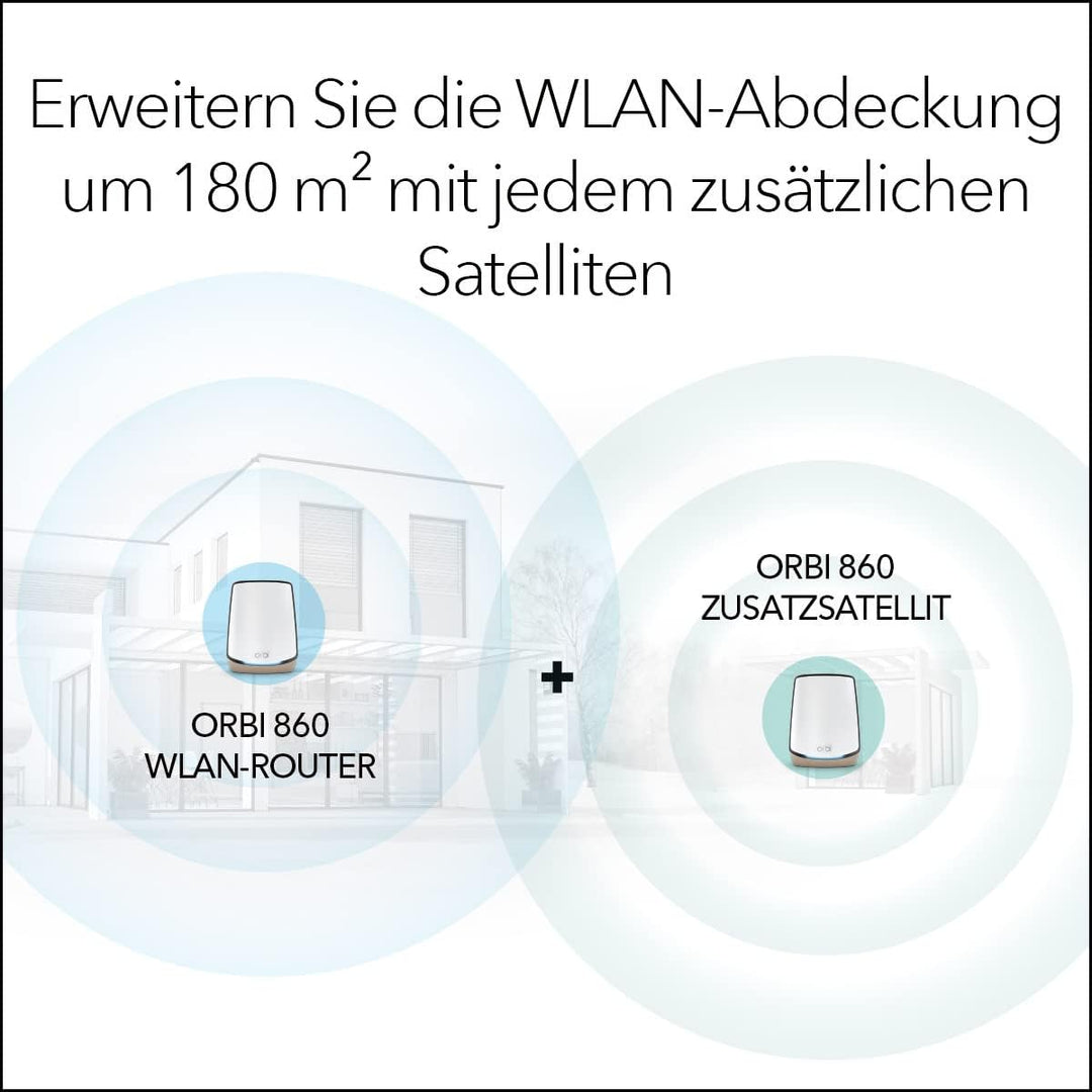NETGEAR Orbi Tri-Band WiFi 6-Router (RBR860S), Abdeckung von bis zu 180 m², 100 Geräte, kostenlose A