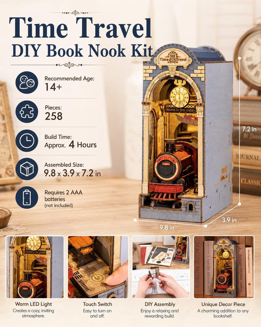 Rolife Book Nook Kits 3D Puzzles Holz Holzpuzzle Erwachsene DIY Bücherecke Holzmodelle Bausätze für