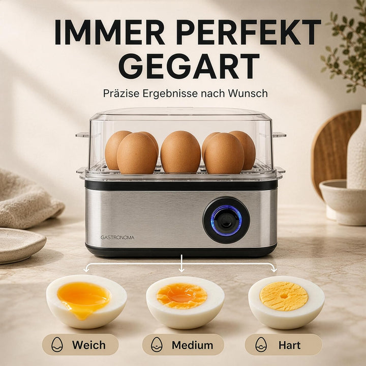 Nedis - Eierkocher - 500 W - Kapazität für 8 Eier - Perfekt hart, Mittel oder weich gekocht - Eierko