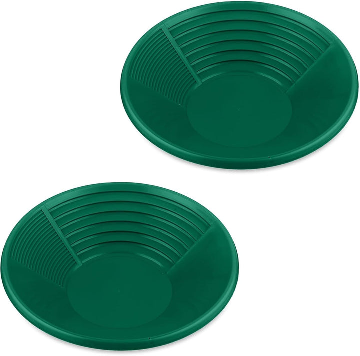 Relaxdays Goldwaschpfanne, 2er Set, Goldwaschen, H x D: 8 x 38 cm, Kunststoff, 3 Zonen Waschpfanne,