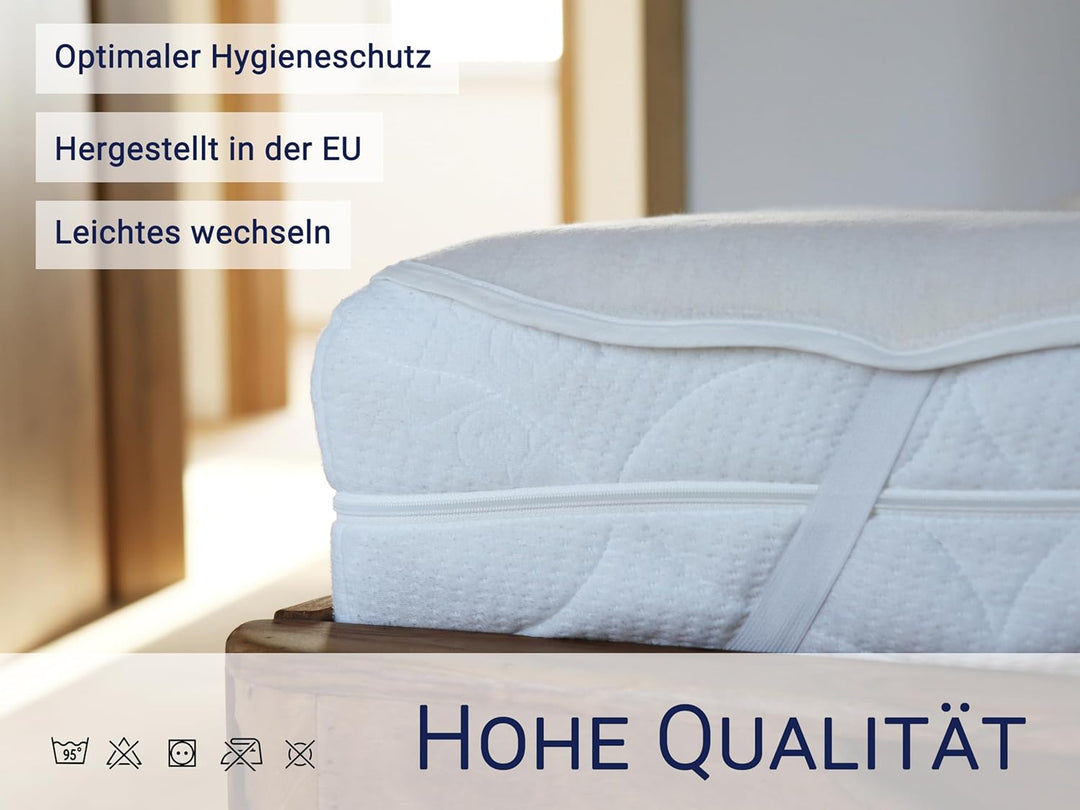 ZOLLNER 12er Set Matratzenschoner - Topper mit praktischen Eckgummis - für Allergiker geeignet – Bau