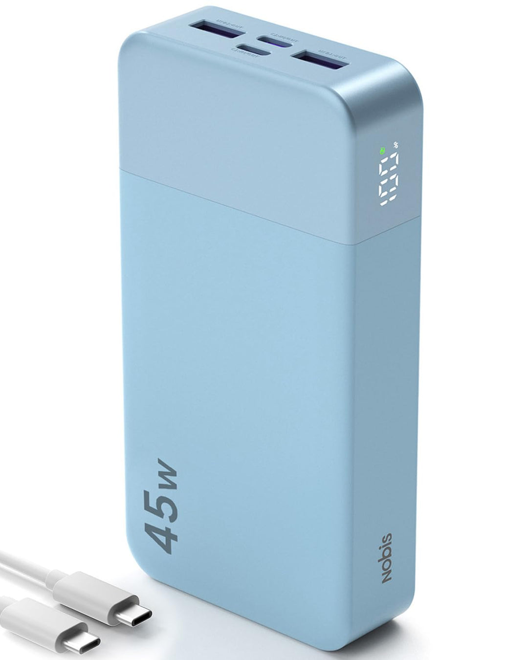NOBIS 45W Power Bank Powerbank 20000mAh Schnellladung, 2×USB‑C (in/Out) & 2×USB‑A, Digitalanzeige &