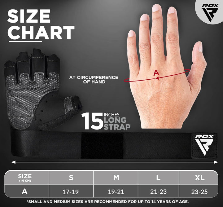 RDX Fitness Handschuhe, Trainingshandschuhe mit 3 Handgelenk-Stabilisierungsplatten, 15 Zoll Langer