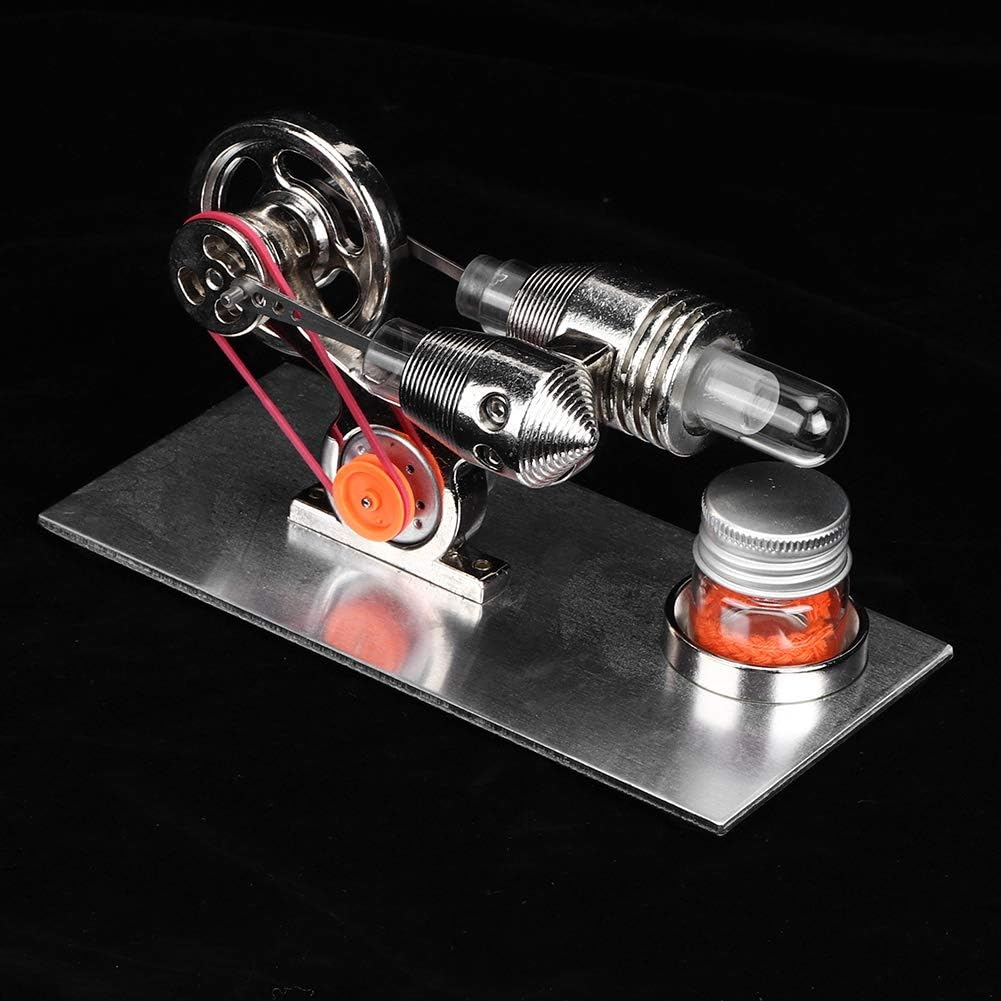 Miniatur-Dampfmaschinen-Lehrmodell, Silberner Stirlingmotor, der Strom Erzeugt, Metallkonstruktion