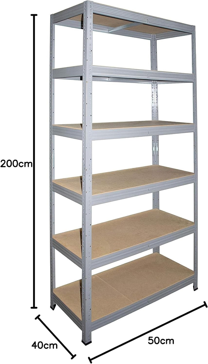 shelfplaza® 200x50x40cm Profi Schwerlastregal grau/Metallregal mit 6 Böden à 166kg Tragkraft/Kellerr