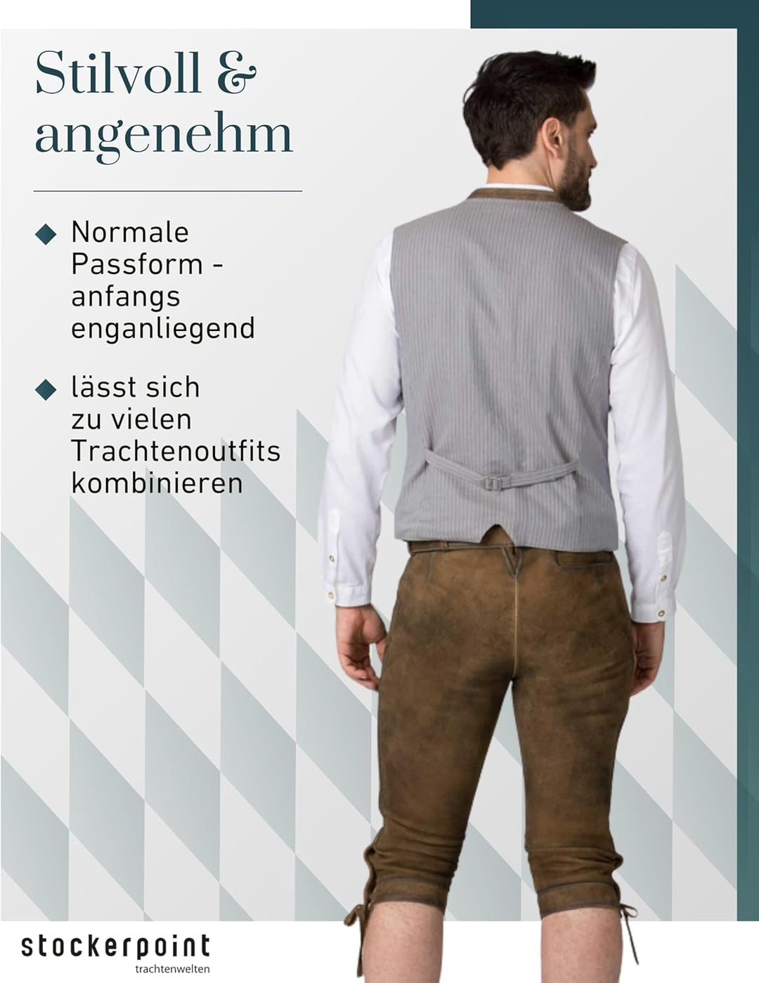 Stockerpoint Siggi2 Herren Trachtenlederhose, Havanna Gespeckt