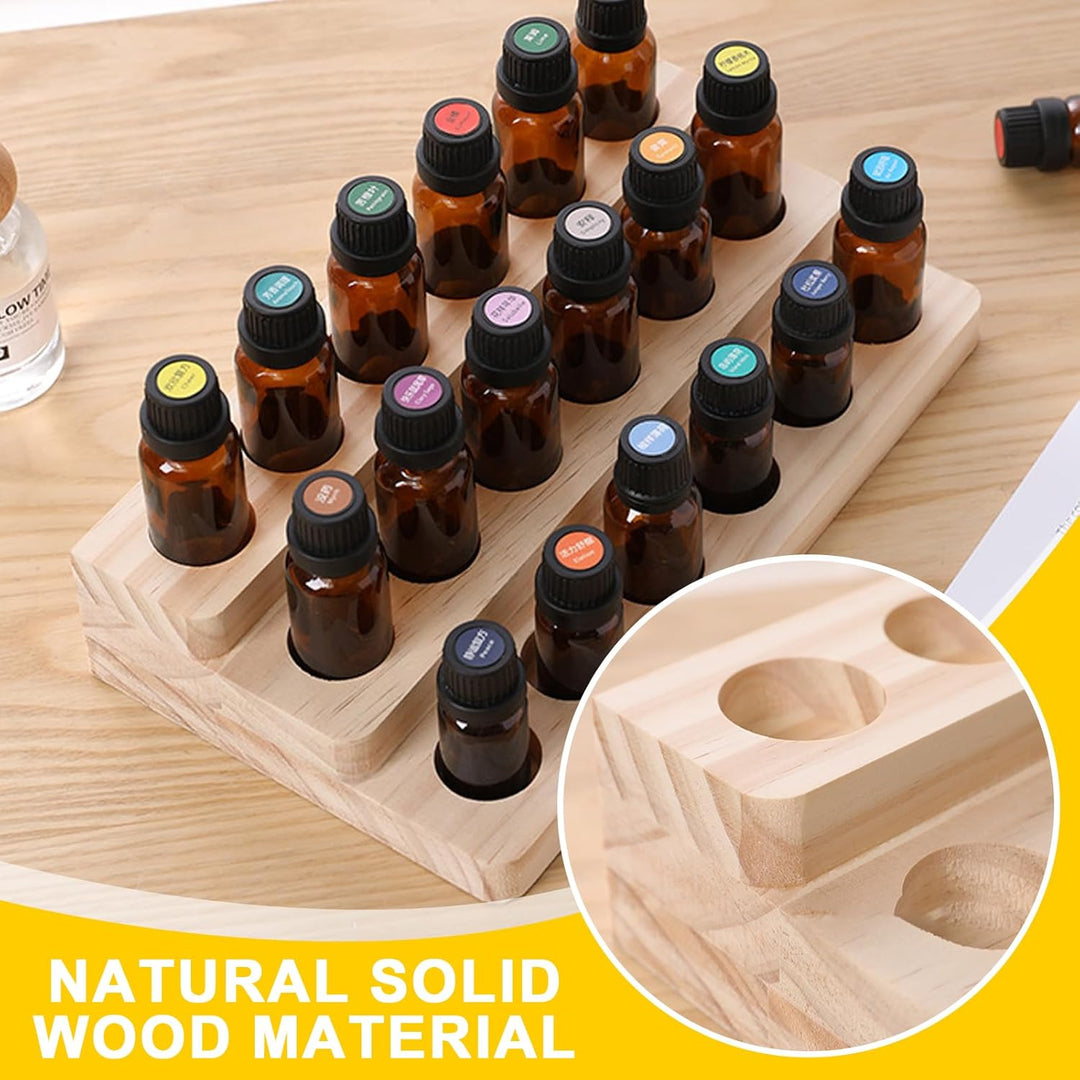 2 Ätherisches Öl Display Ständer: Aromatherapie Öle Hölzern Tragen Gestell, Doppelschichtige Aufbewa
