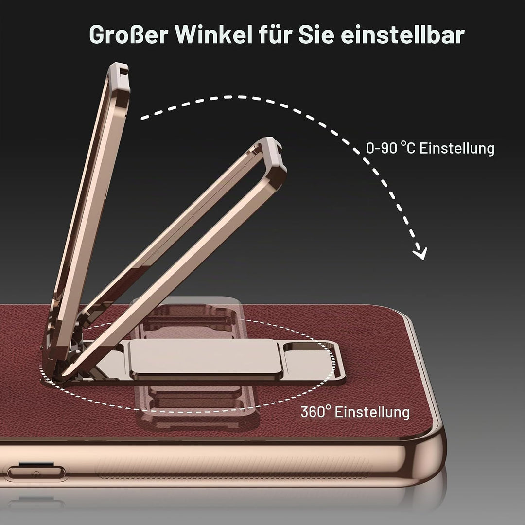 Hülle für Honor magic V6 mit Metall Halter Magnet Ständer, Ultradünn Prämie PU Leder Back Handyhülle