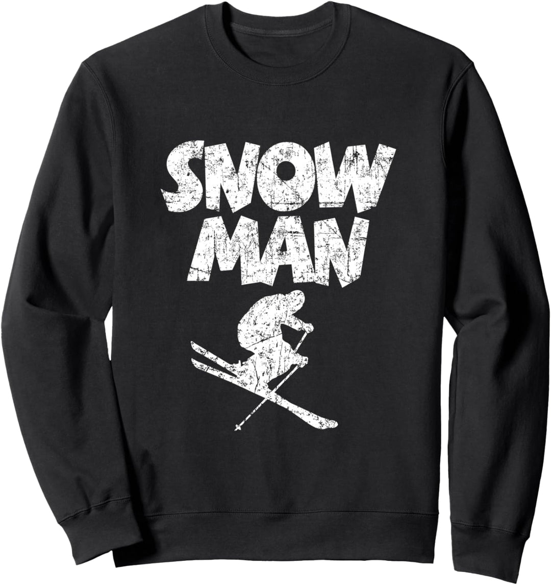 Snow Man (Vintage Weiss) Ski Skifahrer Sweatshirt