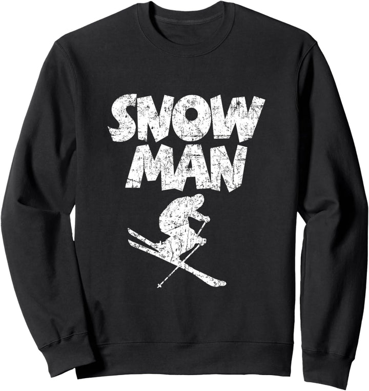 Snow Man (Vintage Weiss) Ski Skifahrer Sweatshirt