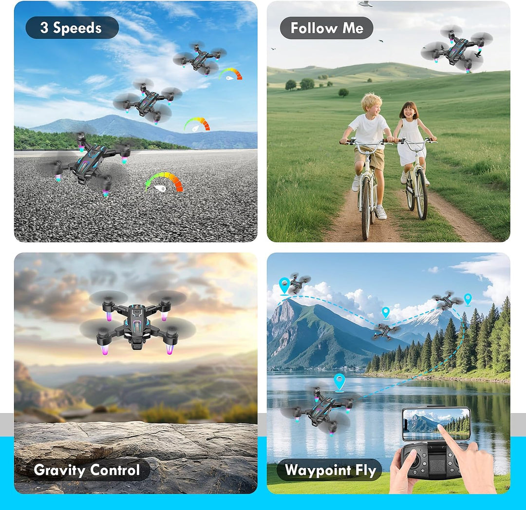 Drohne mit Kamera 8k, Bürstenloser Motor, Faltbare Drohne, 360°Flip, Headless Mode, WiFi, Flugbahnfl