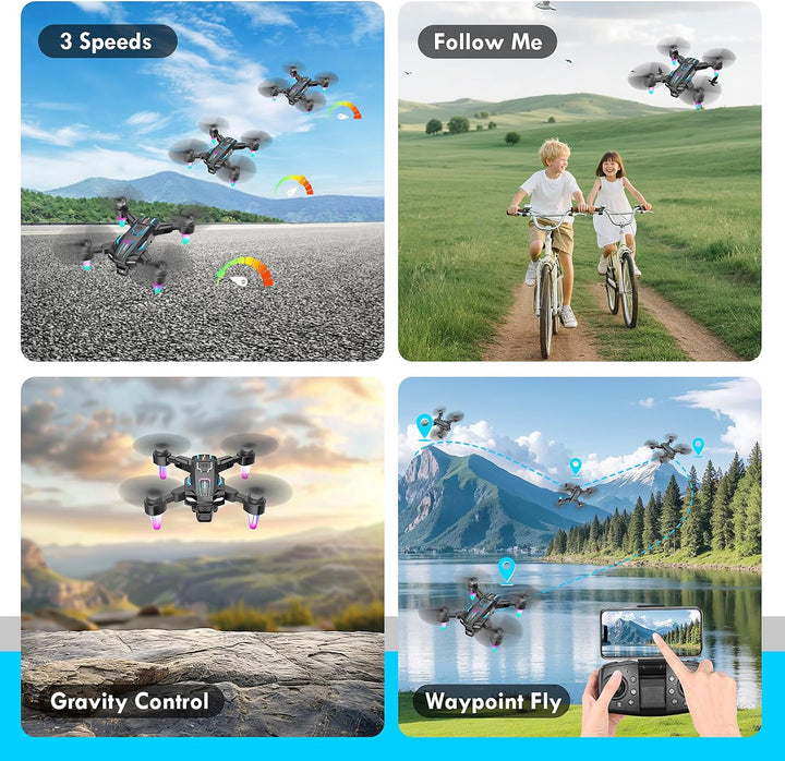 Drohne mit Kamera 8k, Bürstenloser Motor, Faltbare Drohne, 360°Flip, Headless Mode, WiFi, Flugbahnfl
