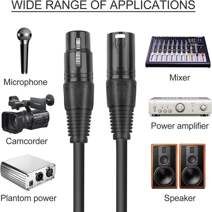 DMX Kabel 1.2m, 3.94ft XLR Kabel for Stage Light or Microphone, DMX Kabel 3 Polig With Male to Femal