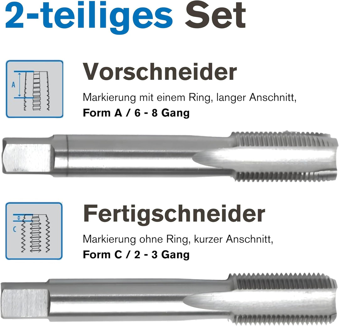 GSR PROFI Gewindebohrer M18x1 Satz HSSG 2 teilig, Vorschneider, Fertigschneider | Gewindeschneider |