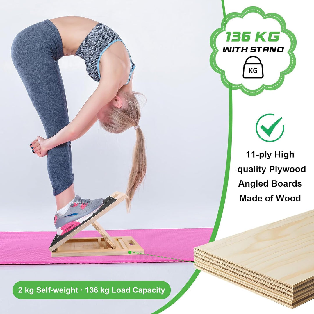 Wadendehner aus Holz, Professionelle Stretch and Mobility Board mit 5 verstellbaren Winkeln, Rutschf
