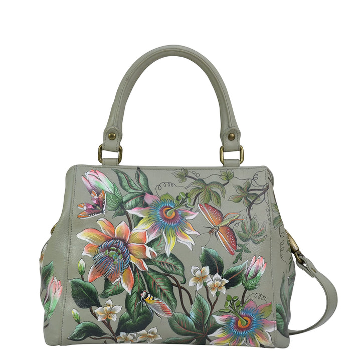 Anuschka Handbemalte Satchel Tasche mit mehreren Fächern aus Echtleder Floral Passion, Floral Passio