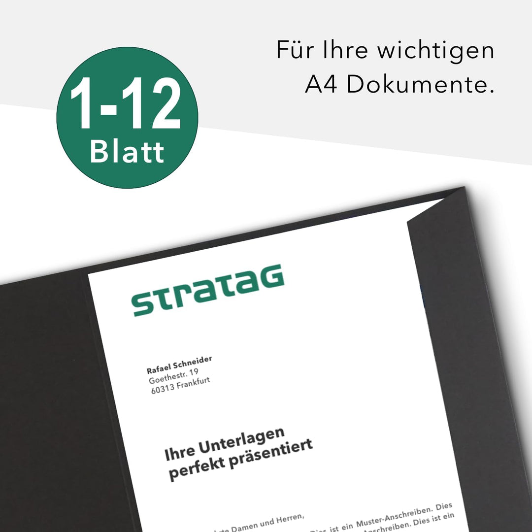 Präsentationsmappe A4 in Schwarz 20 Stück (wählbar) - erhältlich in 7 Farben - direkt vom Hersteller