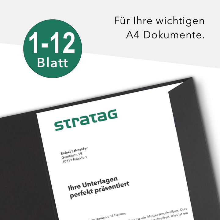 Präsentationsmappe A4 in Schwarz 20 Stück (wählbar) - erhältlich in 7 Farben - direkt vom Hersteller