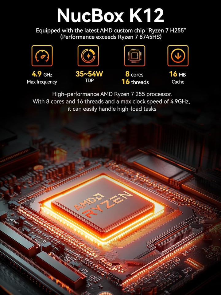 GMKtec Gaming Mini-PC AMD Ryzen 7 H 255 (Upgrade 8745HS) 32 GB DDR5 1 TB SSD, Desktop-Computer 3XM.2
