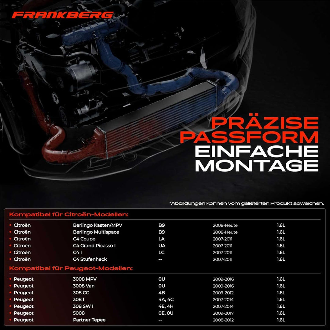 Frankberg Ladeluftkühler Turbokühler Kompatibel mit Berlingo B9 2008-Heute C4 LA UA LC UD 2007-2013