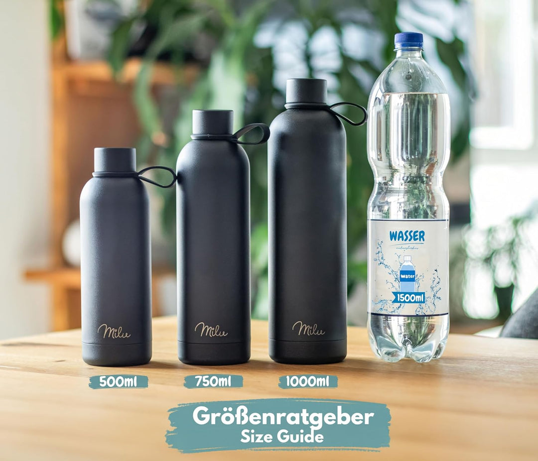 Milu Thermosflasche 500ml Isolierte Edelstahl Thermo Trinkflasche Thermoskanne Auslaufsichere Isolie
