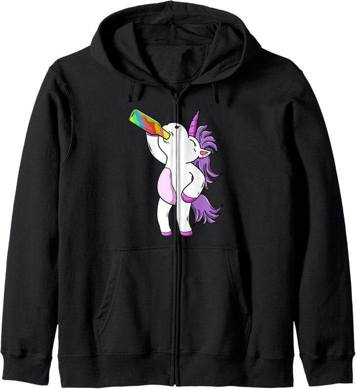 Trinkendes Sauf T-Shirt Einhorn Unicorn Bier Geschenk Malle Kapuzenjacke